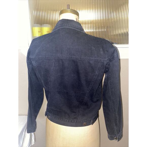 Carole Little Vintage Black Denim Embroidered Jacket Size 2 - Picture 5 of 7